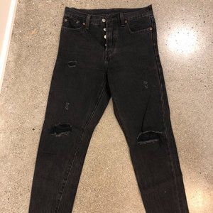 Levi's High Rise Distressed Black Jeans